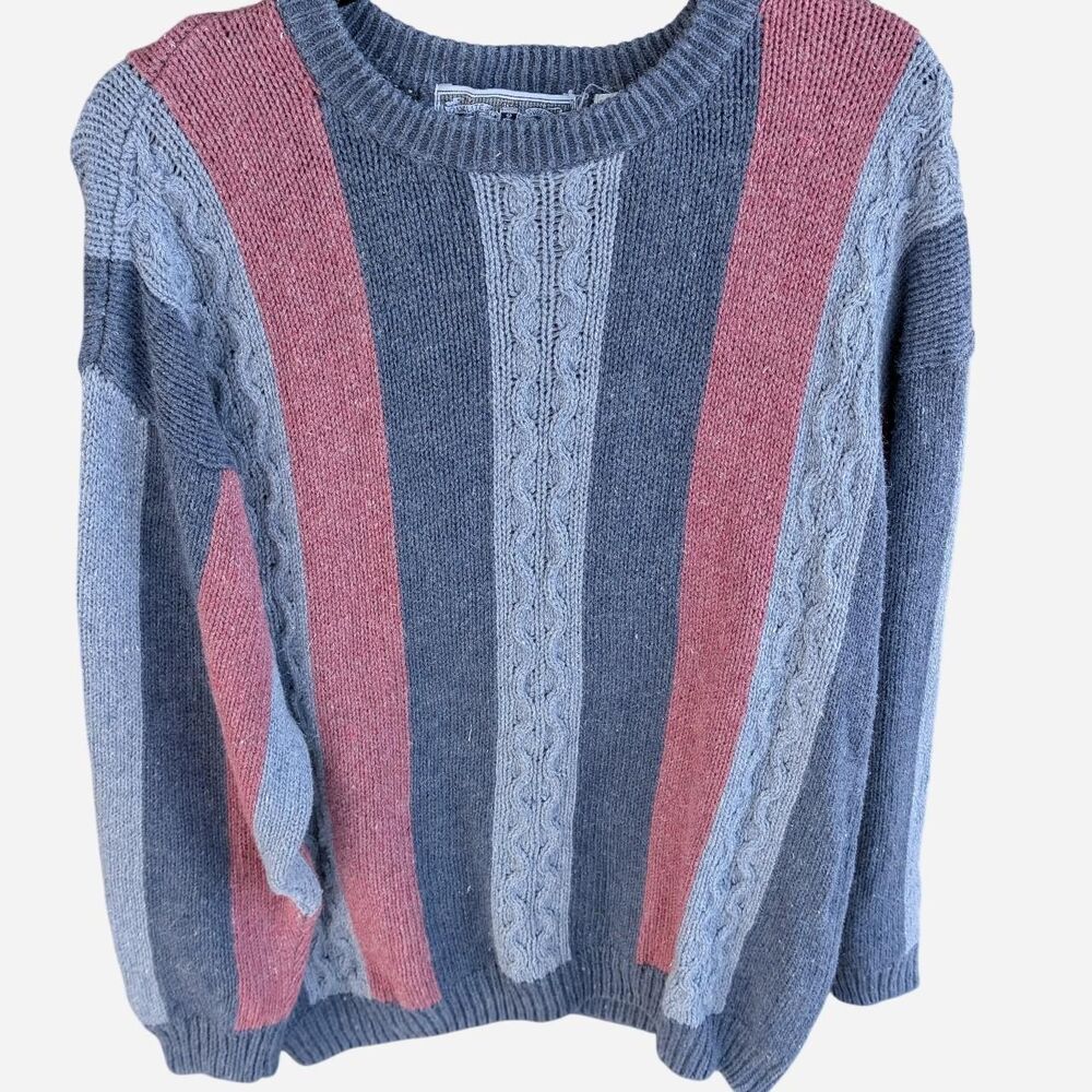 Vintage Pazzo Pink & Blue Ramie Knit Sweater, Size Large